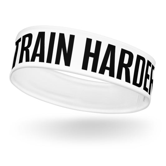 Champions train harder sports headband for athletes, players, teams, schools, and sports programs.