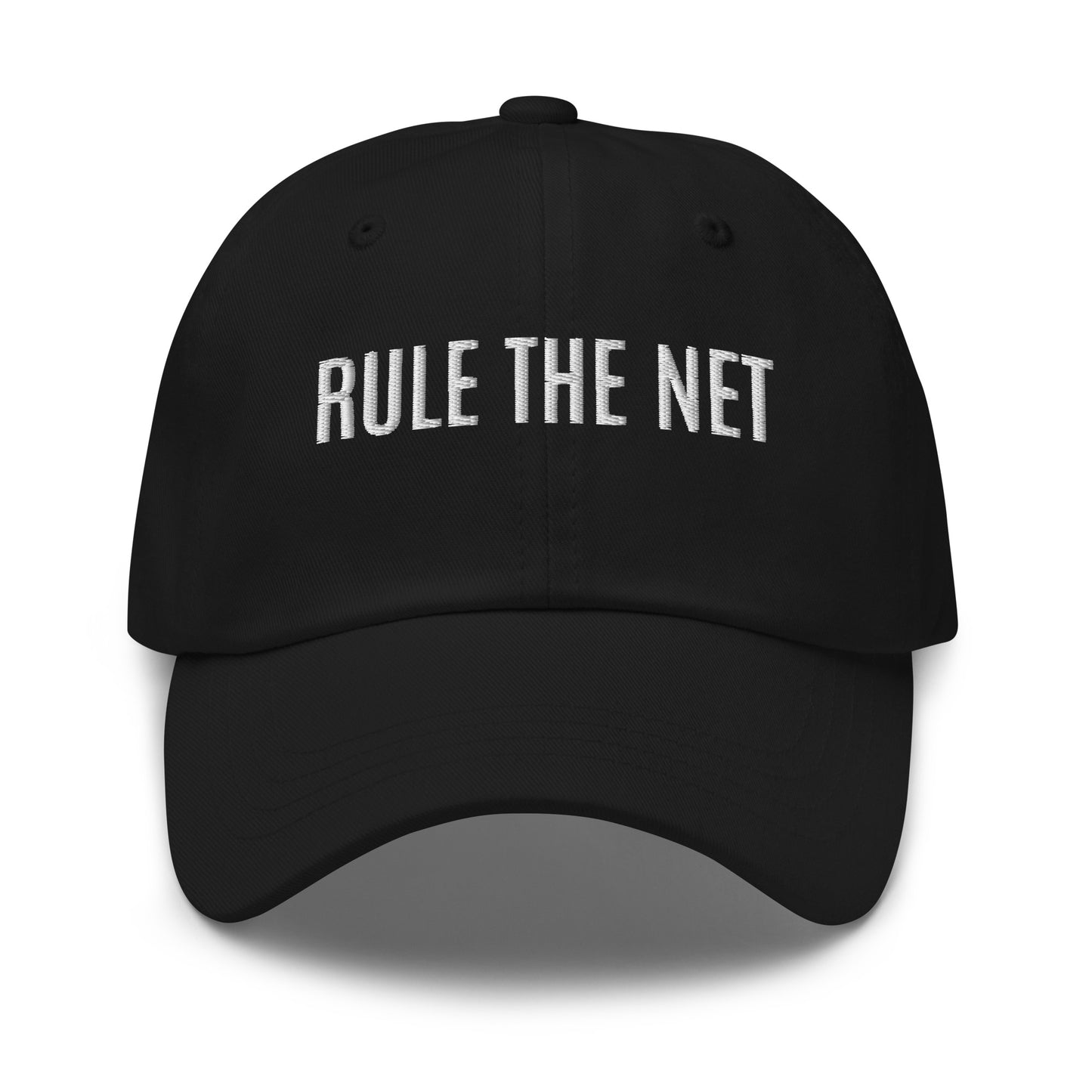 Rule The Net brand sports ball cap for tennis, volleyball, and basketball teams, players, coaches, and fans.