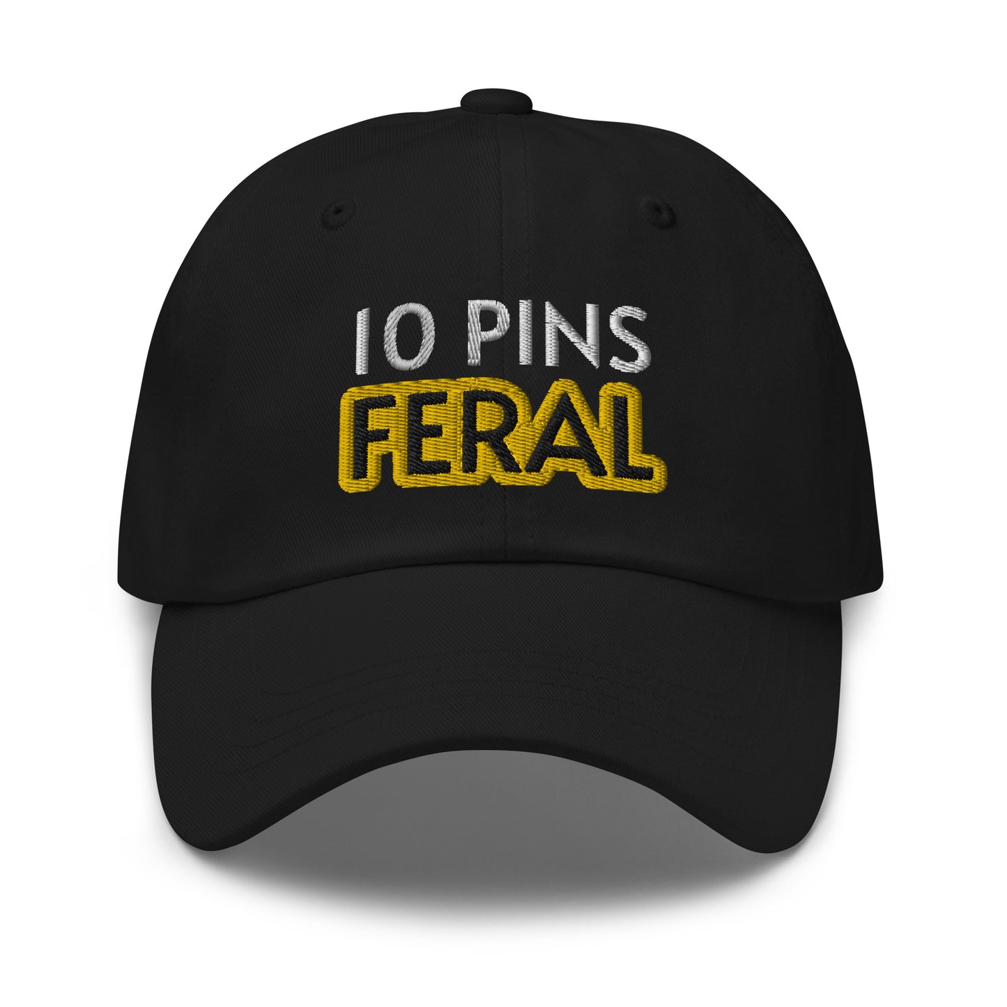 10 Pins Feral ball caps are for bowlers who go wild for knocking down pins and making strikes, and this bowler's game hat makes a great gift