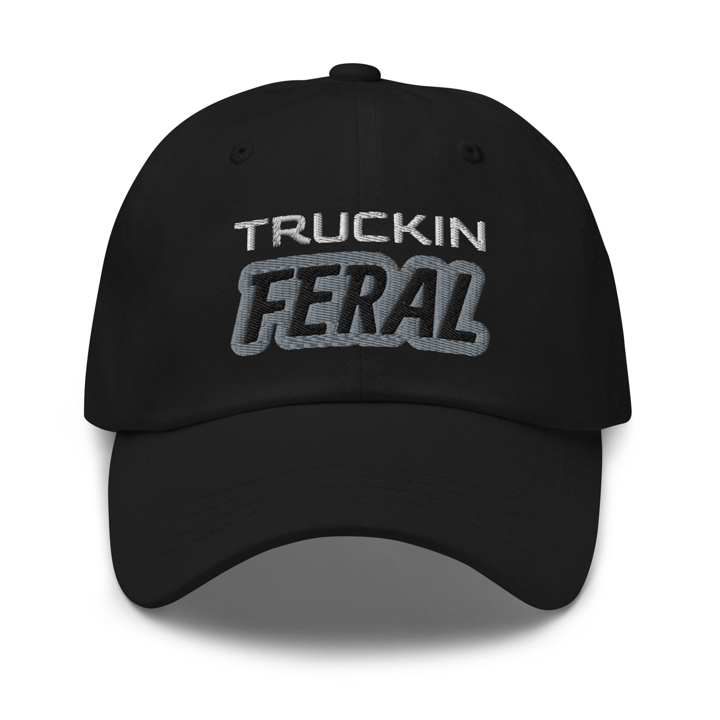 Truckin Feral trucking ball caps are for 18-wheel truckers and anyone who drives a truck, including a pickup, for fun or a living.