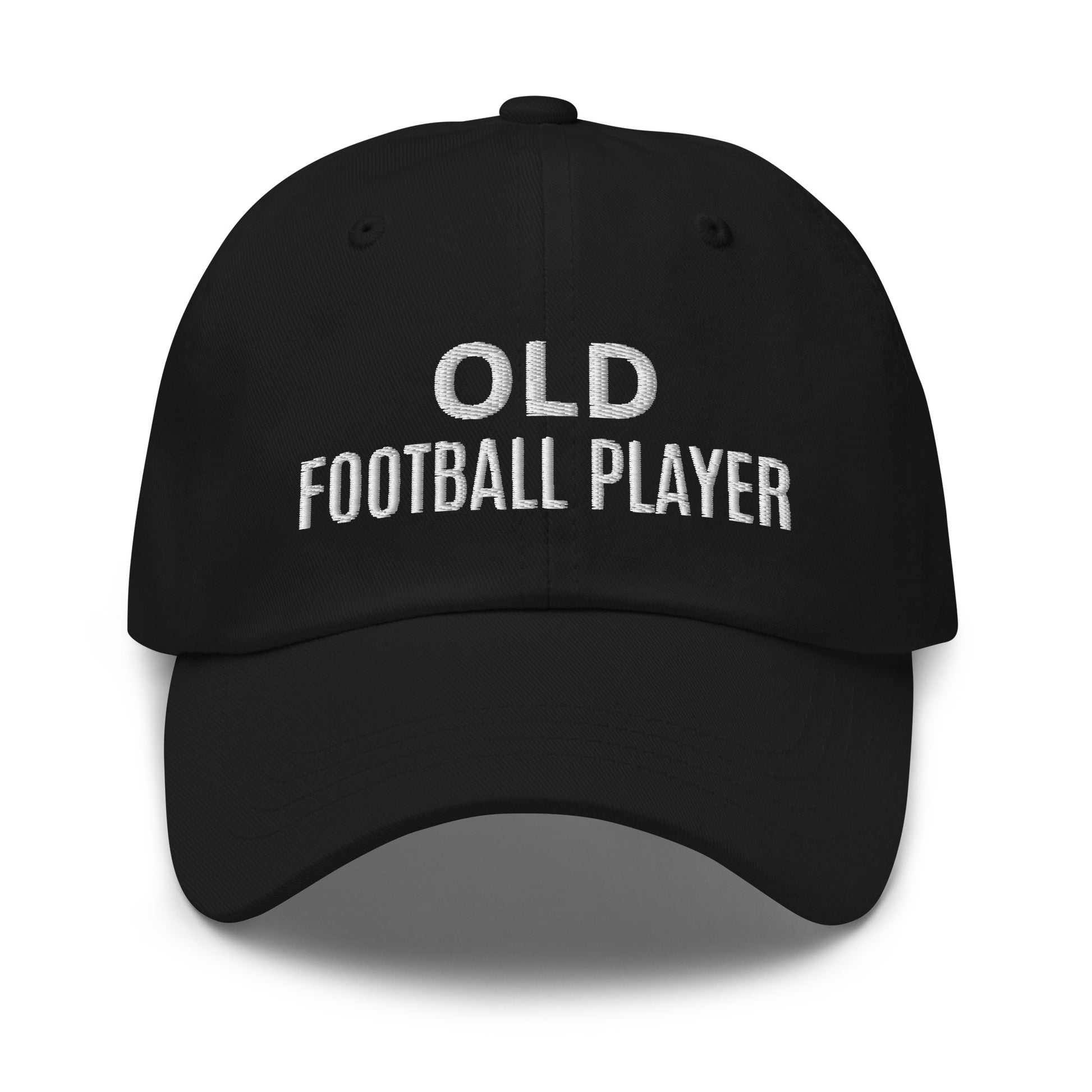 Old Football Player brand sports ball cap for veteran and former players to share they played on the gridiron.