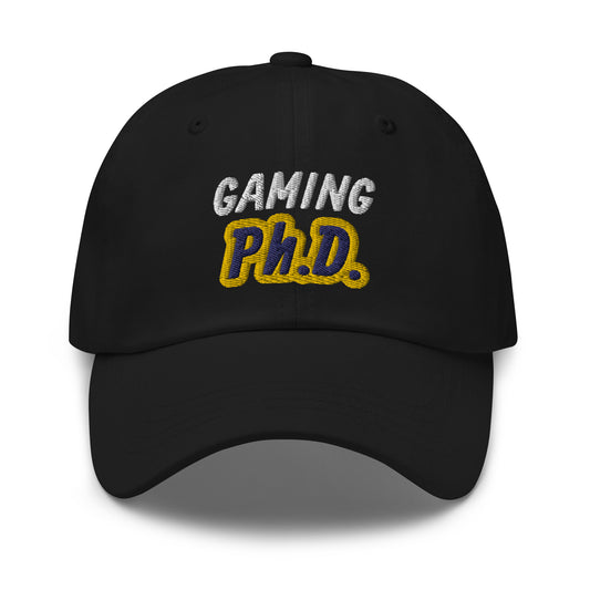 Gaming Ph.D. embroidered ball caps are for gamers who have become the best at playing video games and reached the pinnacle of being a gamer.