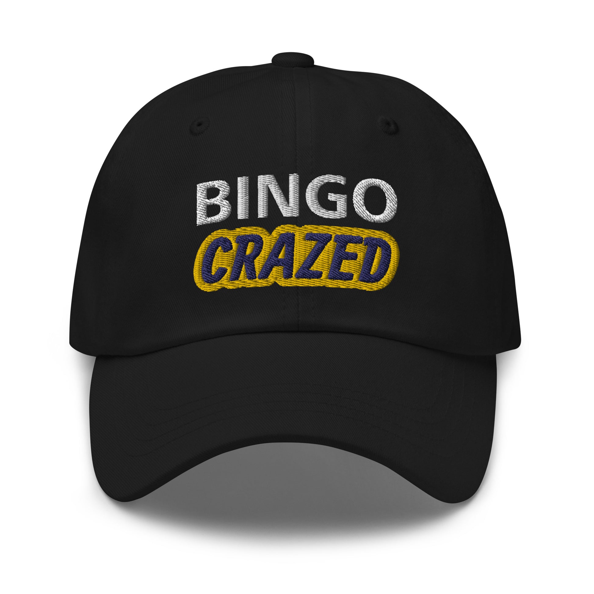 Bingo Crazed unisex (for men and women) embroidered ball caps are for players who go crazy for playing the game.