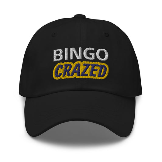 Bingo Crazed unisex (for men and women) embroidered ball caps are for players who go crazy for playing the game.