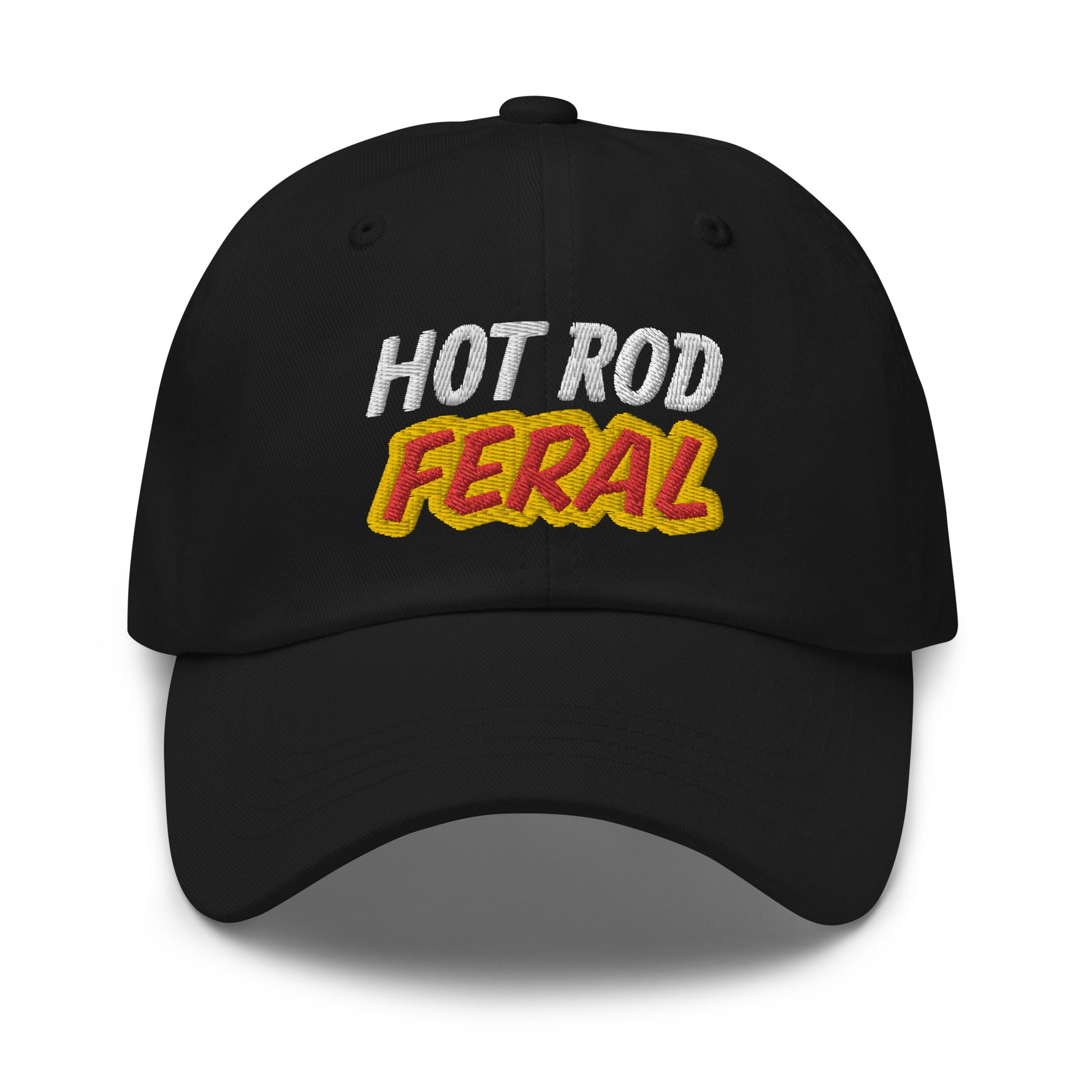 Hot Rod Feral fan ball caps are for enthusiasts who work on hot rods and drive them or admire and go wild for them at car shows.