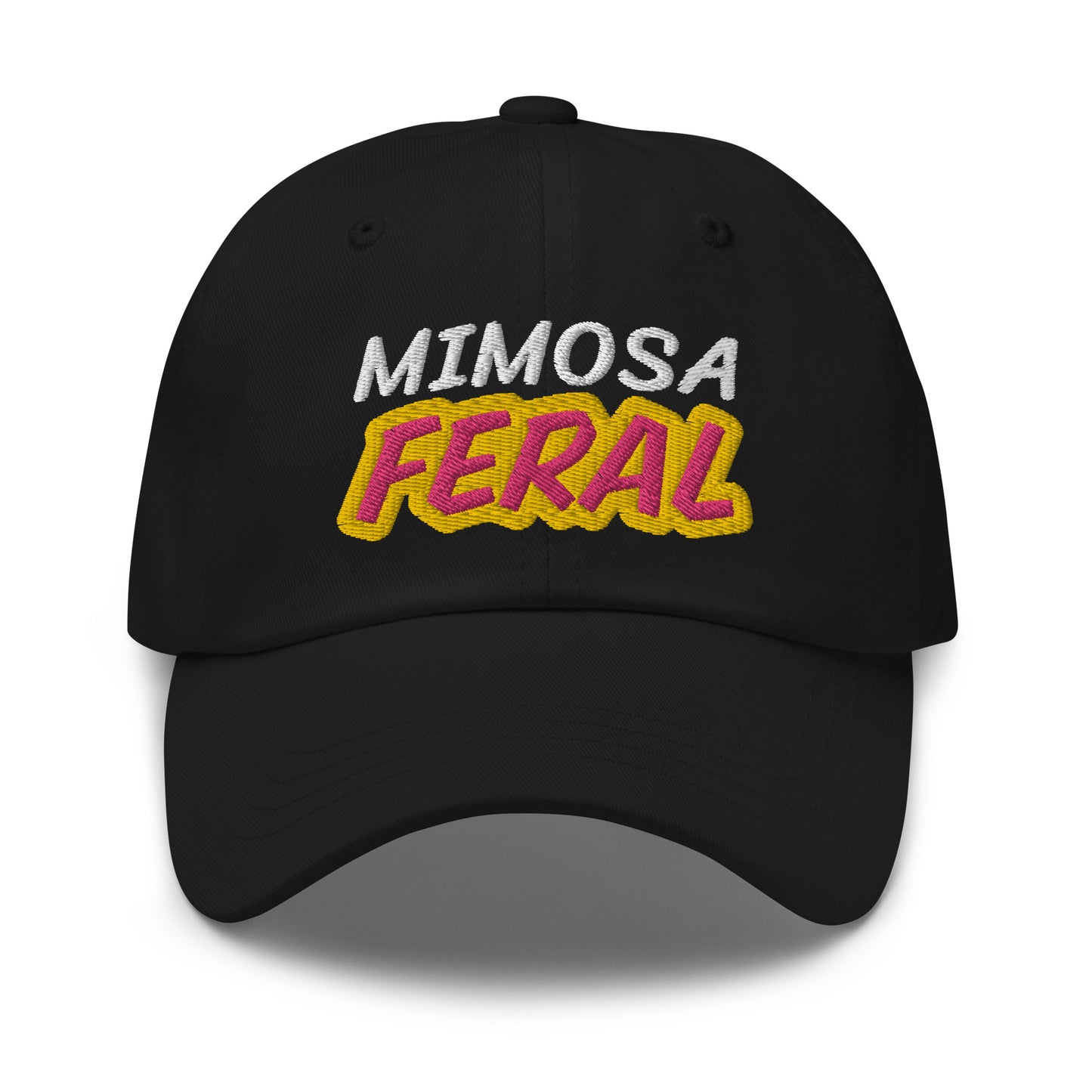 Mimosa Feral ball cap is for anyone who goes wild for mimosas, and this cool hat is designed for the avid drinker of sparkling wine and OJ