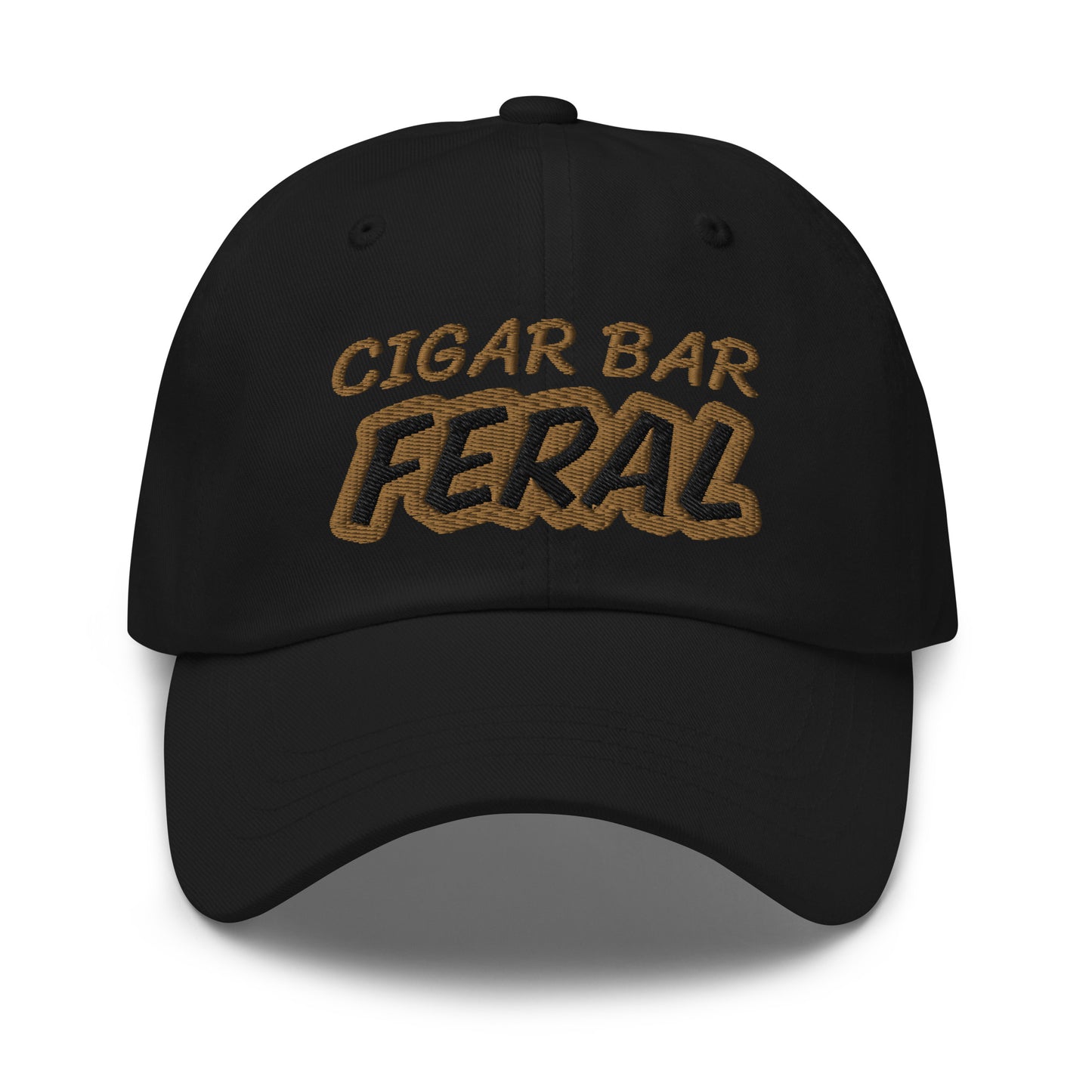 Cigar Bar Feral ball cap is for anyone who goes wild and crazy for cigars, appreciates their smell and taste, and enjoys cigar lounges.