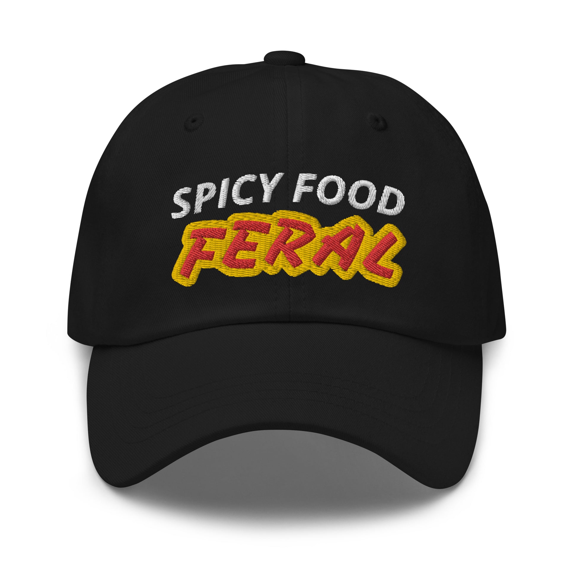 Spicy Food Feral ball cap is for anyone who loves "hotter the better" seasoned meals, hot jalapenos, and recipes that make their eyes water. 