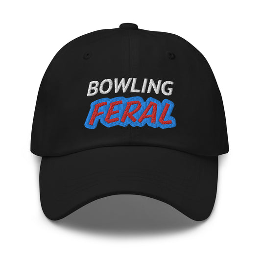 Bowling Feral sports ball caps are for bowlers who go wild for the lanes, knocking down pins, and making strikes.