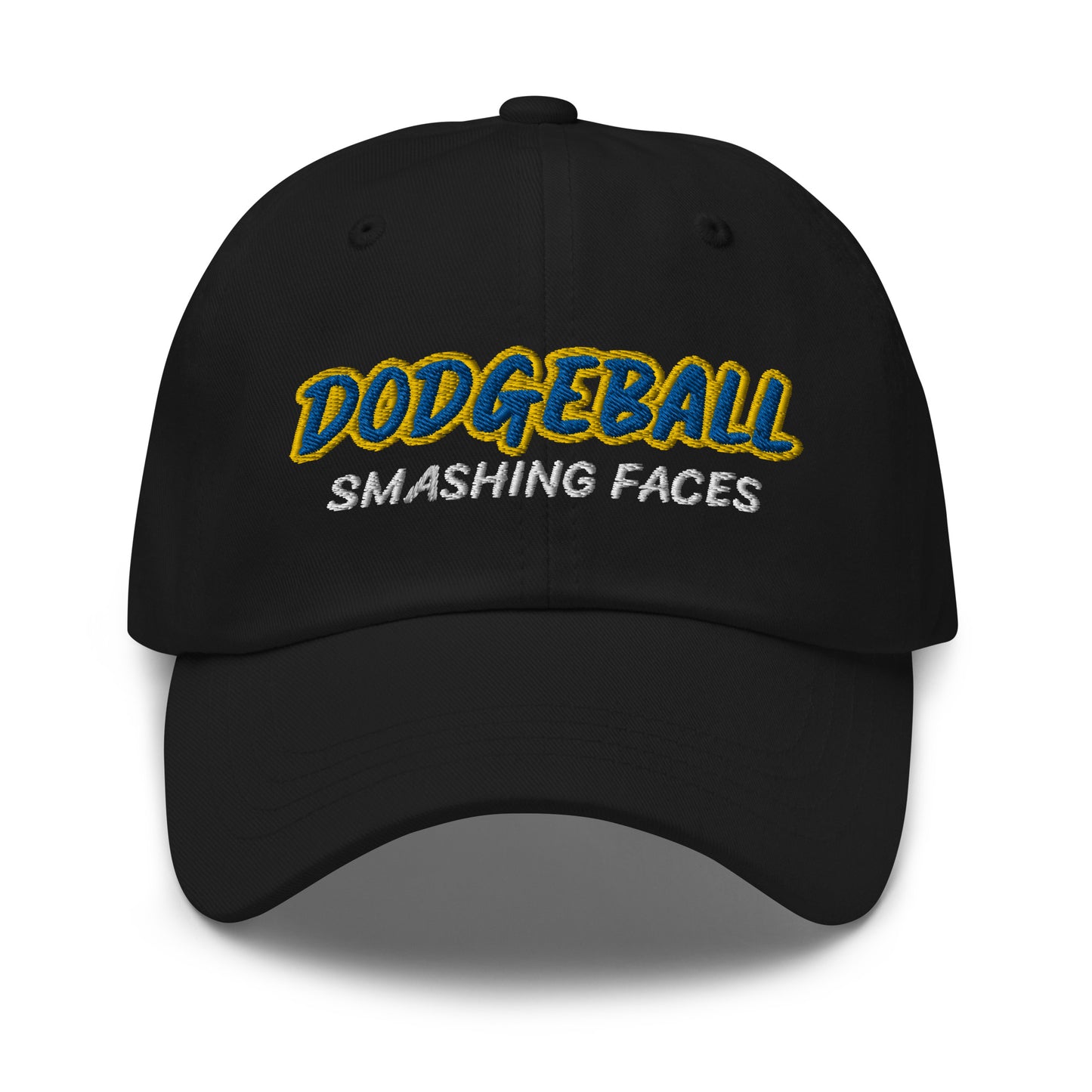 Dodgeball Smashing Faces unisex funny embroidered hat is for people who enjoy the game or played it when they were younger.