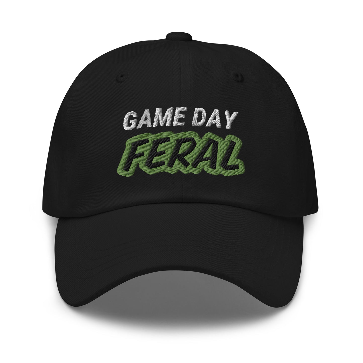 Game Day Feral unisex cool embroidered hat is for sports fans and players who can't wait for the day of their sport and its start time.