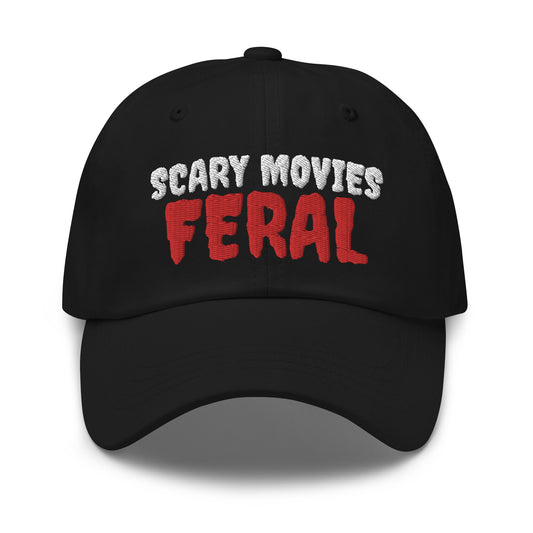 Scary Movies Feral unisex (for men and women) embroidered hats are for anyone who loves and goes wild and crazy for horror films.