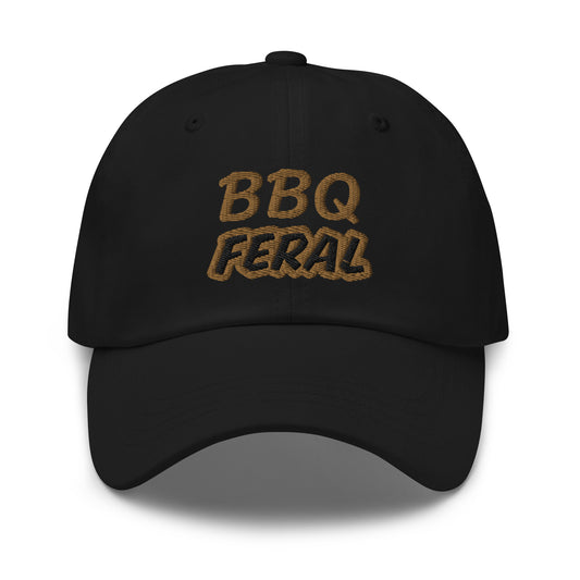 BBQ Feral barbecue ball cap is for anyone who goes wild for barbecues, enjoys barbecuing, and loves eating barbecued food.