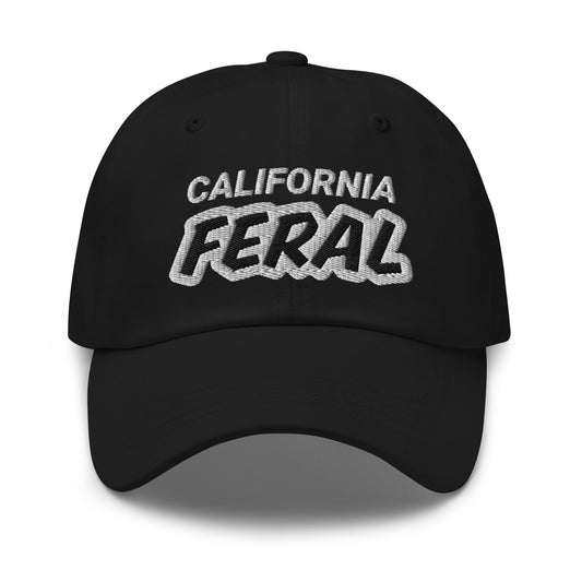 California Feral unisex (for men and women) cool embroidered hat is for people who love and go wild and crazy for the Golden State.