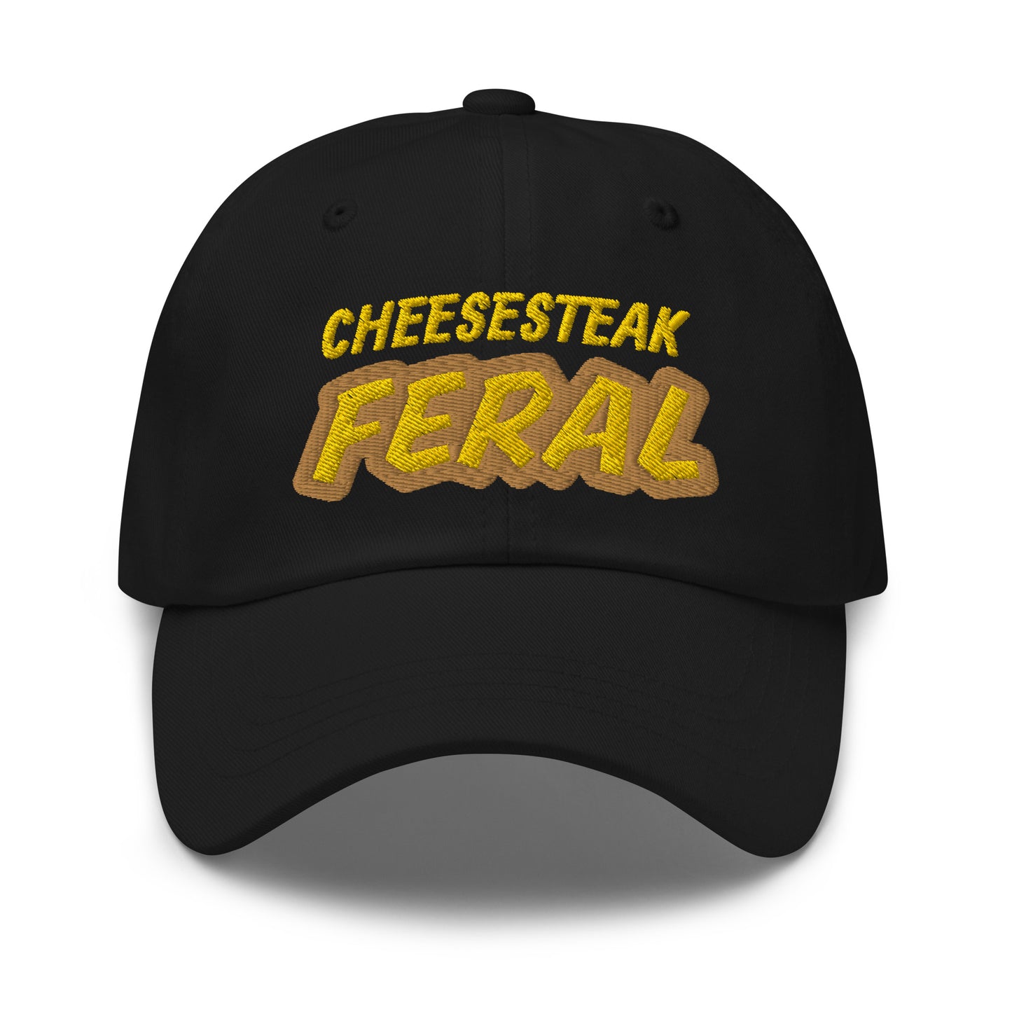 Cheesesteak Feral unisex cool embroidered hat is for people who love and go wild and crazy for eating one of the East Coast sandwiches.