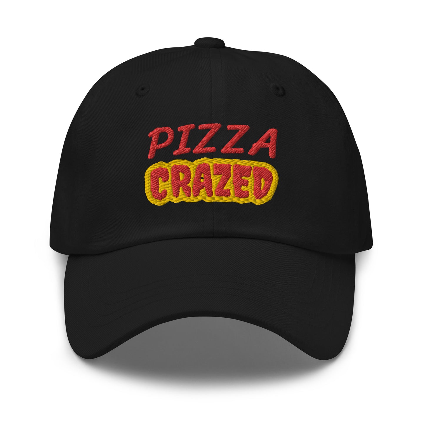 Pizza Crazed unisex (for men and women) cool embroidered hat is for the ultimate fan who loves and goes crazy for eating pizzas.