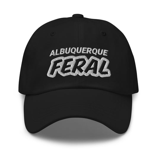 Albuquerque Feral unisex cool embroidered hat is for people who love and go wild for living in or visiting the New Mexico Duke City.