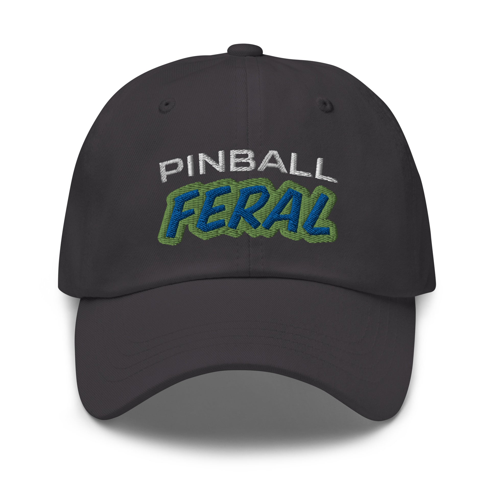 Pinball Feral embroidered ball caps are for players who go wild for playing any type of pinball machine or game.