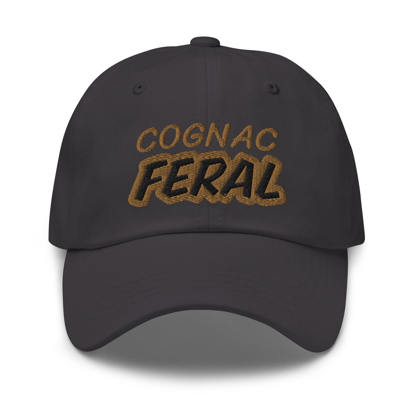 Cognac Feral unisex embroidered ball cap is for people who go wild and crazy for drinking cognacs and love their taste. 