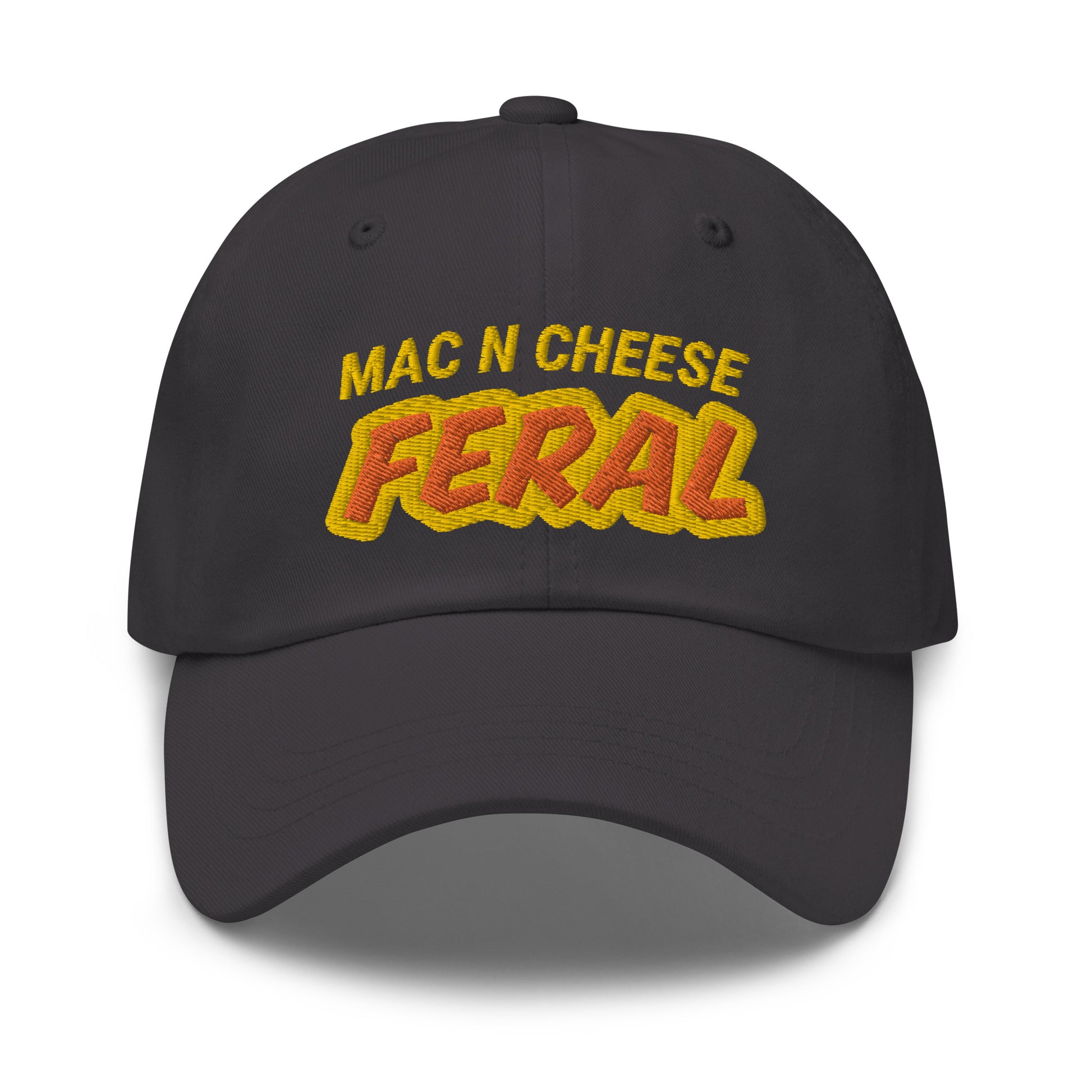 Mac N Cheese Feral cool embroidered hat is for people who love and go wild and crazy for eating it anytime as a snack or a meal.