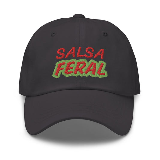 Salsa Feral cool embroidered hat is for people who love and go wild for eating it with chips for a snack, meal, or during a party.