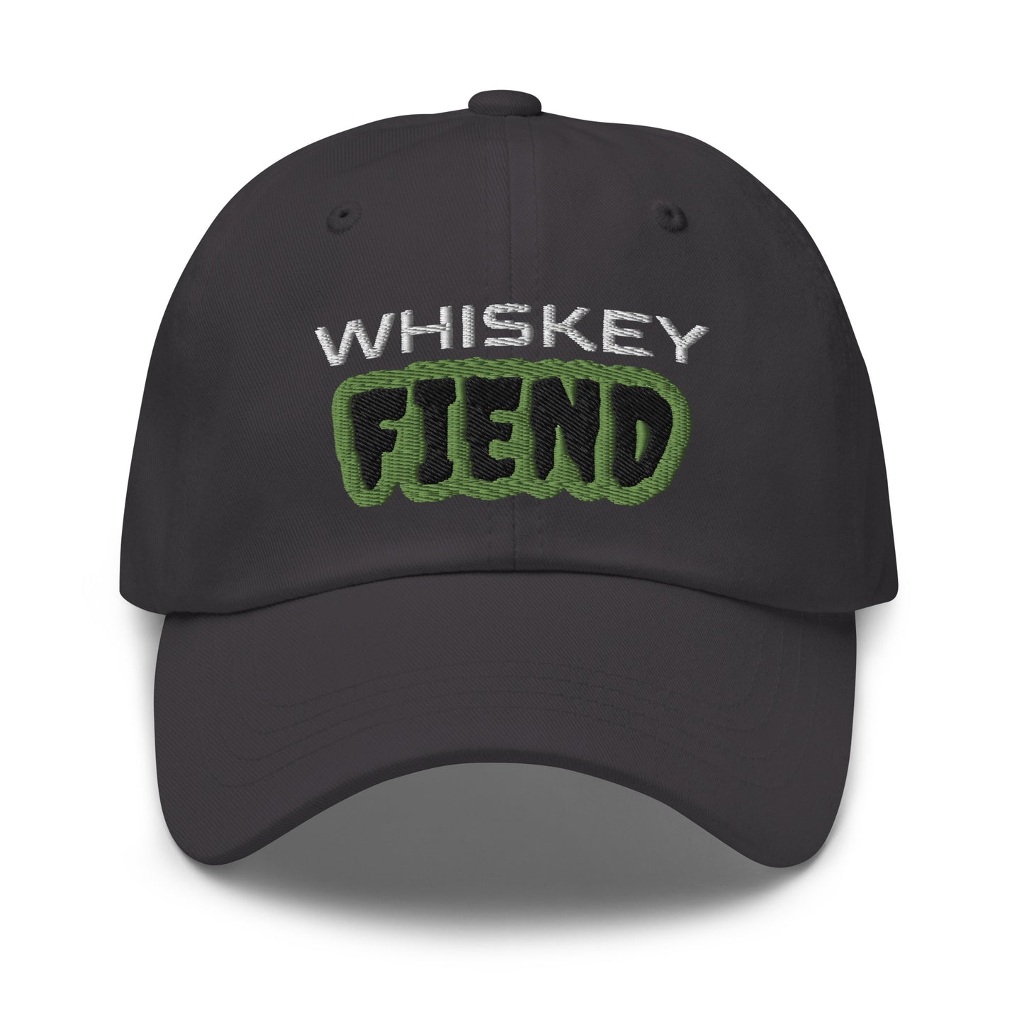 Whiskey Fiend unisex embroidered drinker hat is for the connoisseur who loves drinking whiskey anytime and appreciates its taste.