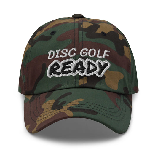 Disc Golf Ready unisex embroidered ball caps are for players and fans who always think about the sport and can't wait to play again.