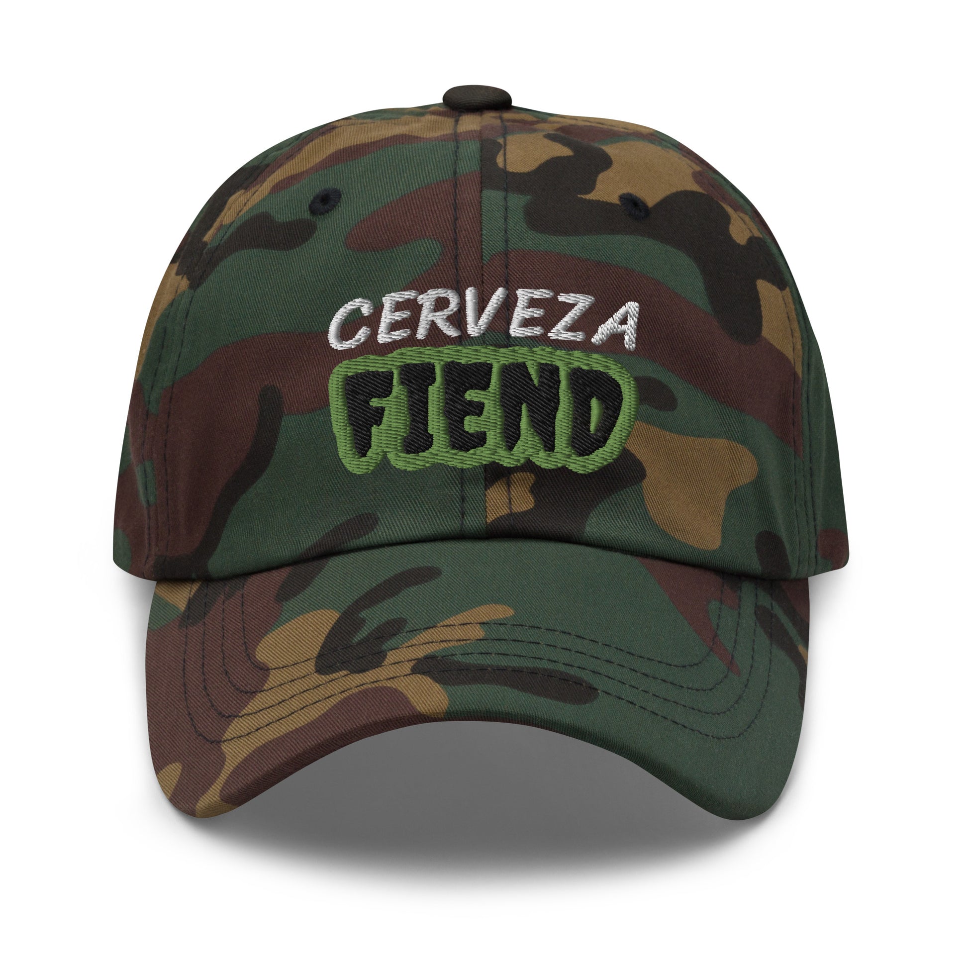 Cerveza Fiend unisex embroidered drinker ball cap is for the connoisseur who loves drinking beer anytime and appreciates its taste.