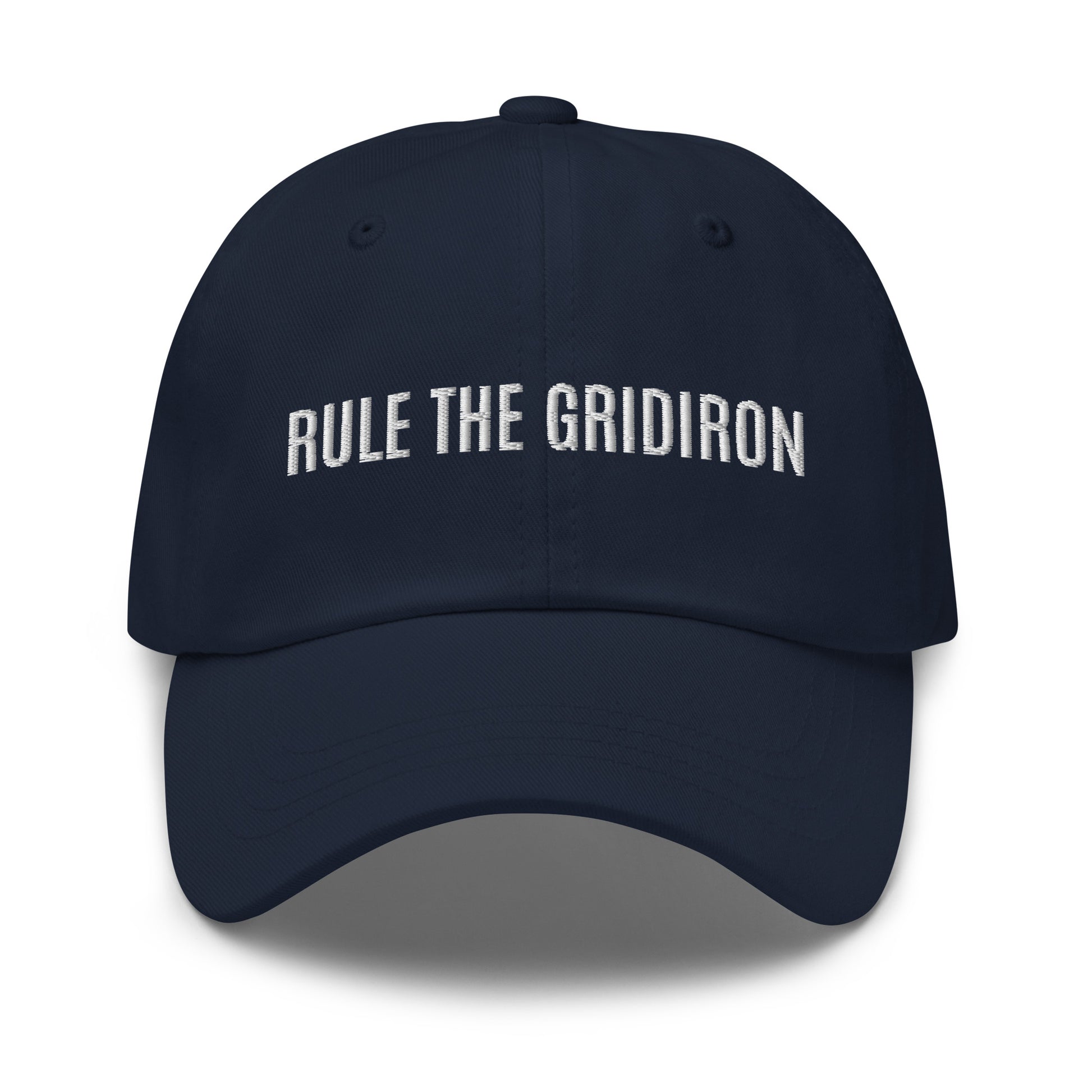 Rule the Gridiron brand sports ball cap for football players, teams, coaches, and fans.