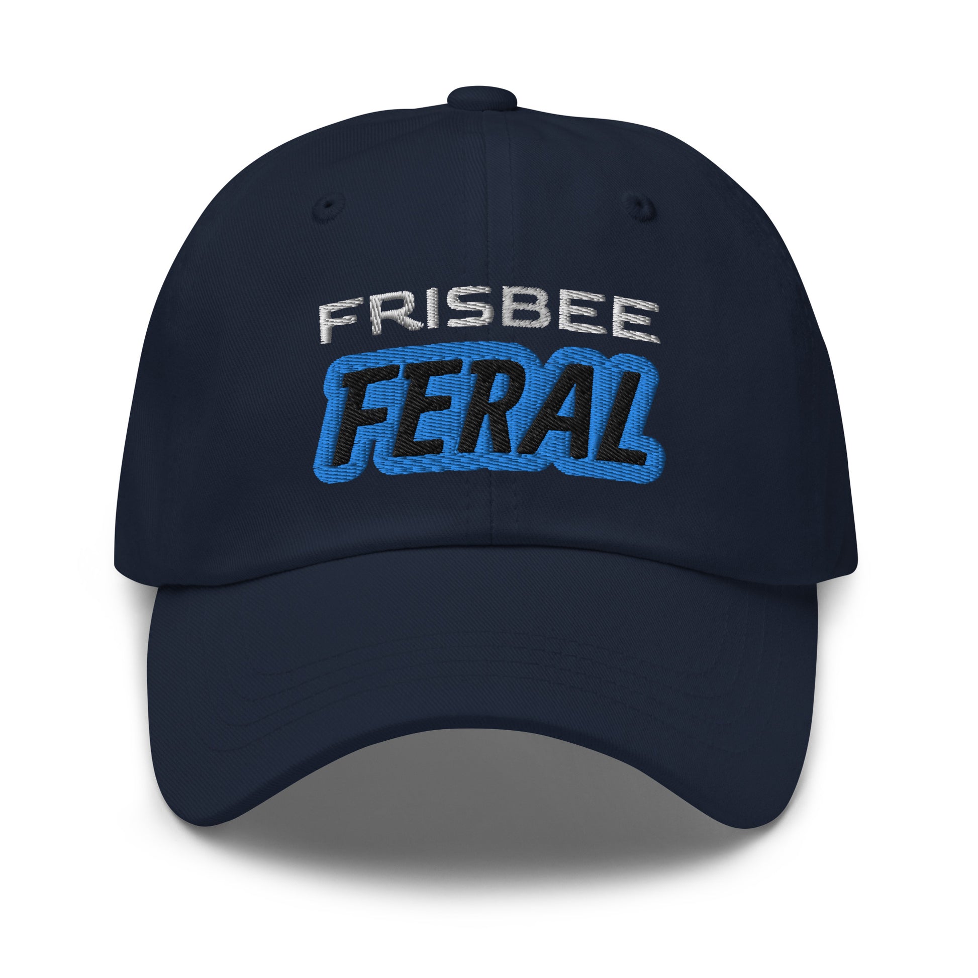 Frisbee Feral unisex (for men and women) sports ball caps are for players who go wild and crazy for playing disc and frisbee games. 