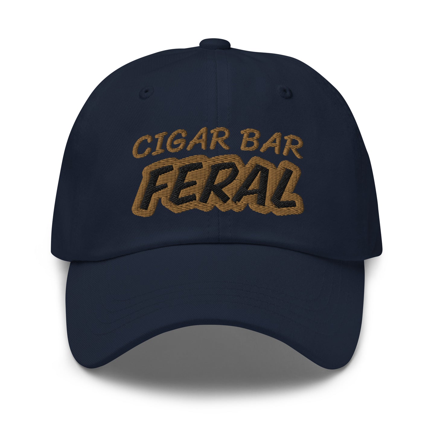 Cigar Bar Feral ball cap is for anyone who goes wild and crazy for cigars, appreciates their smell and taste, and enjoys cigar lounges.