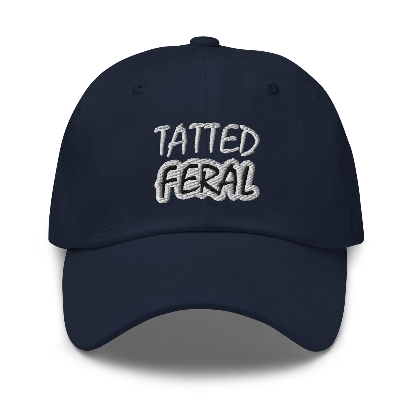 Tatted Feral unisex (for men and women) embroidered ball cap is for anyone who goes wild and crazy for tattoos and full-sleeve ink.