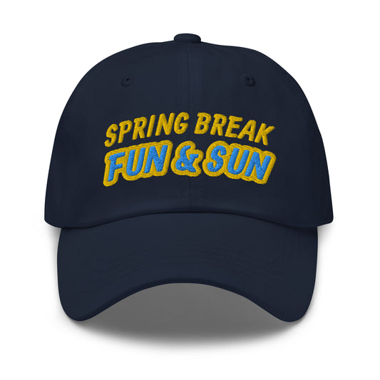 Spring Break Fun & Sun ball cap is for college students and partiers who go wild and crazy for the week-long partying vacation.