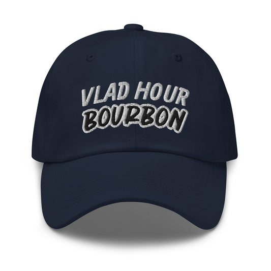 Vlad Hour Bourbon ball cap is for anyone who loves and goes wild and crazy for drinking bourbon in the evening.