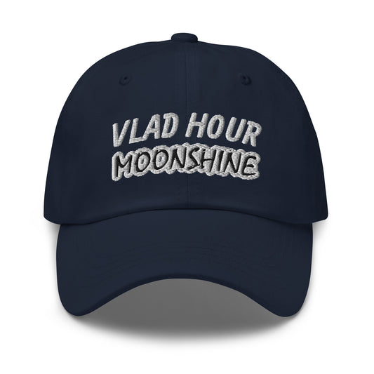 Vlad Hour Moonshine ball cap is for anyone who loves and goes wild and crazy for drinking moonshine and appreciates its taste.