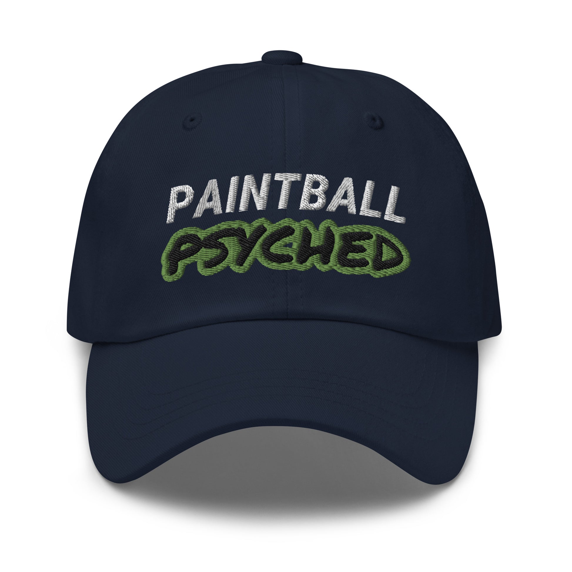 Paintball Psyched embroidered sports ball caps are for players and fans who love the game and are crazy about the sport.