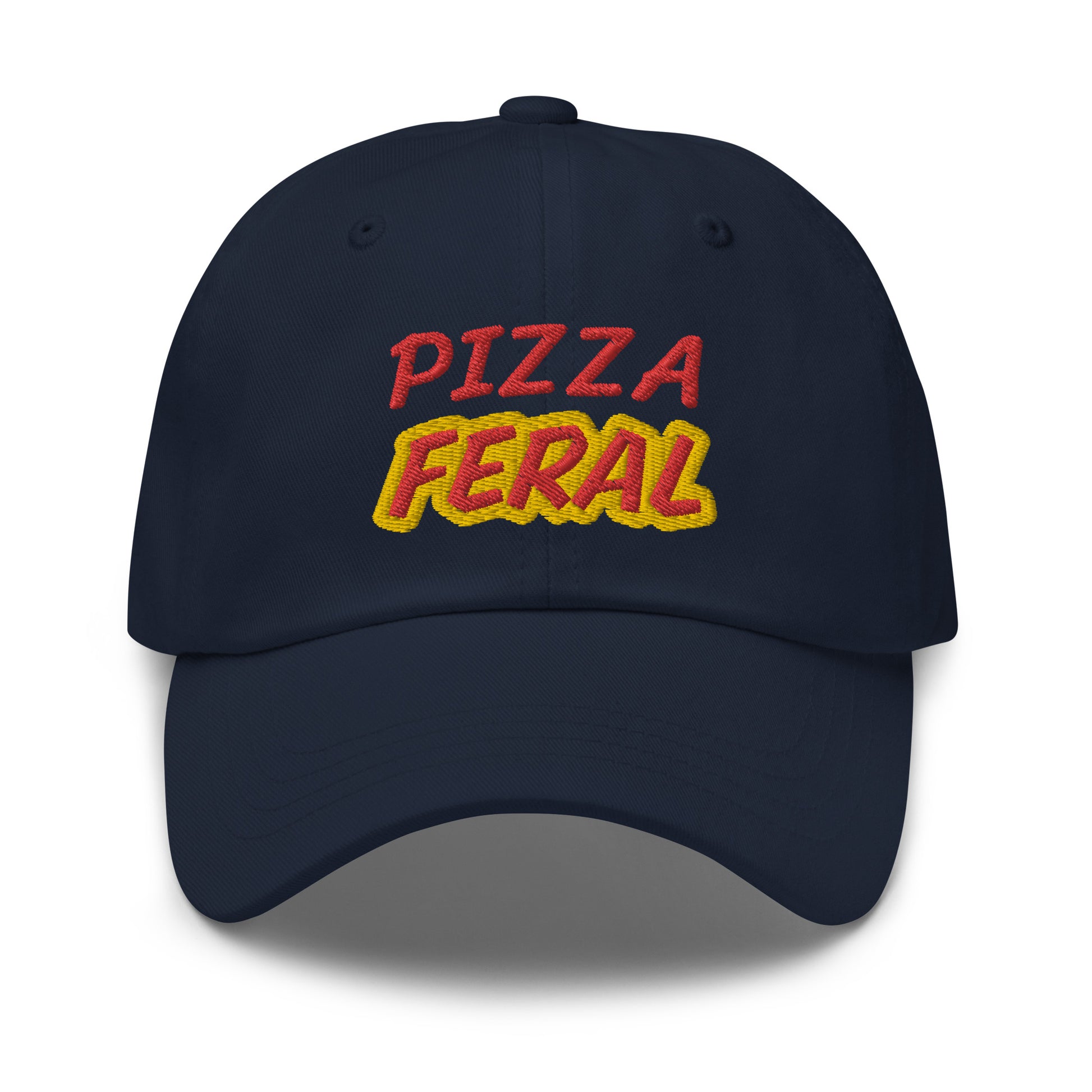 Pizza Feral unisex (for men and women) cool embroidered ball cap is for the ultimate fan who loves and goes wild and crazy for eating pizzas