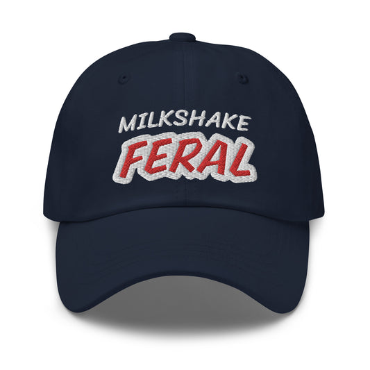 Milkshake Feral unisex (for men and women) cool embroidered hat is for people who love and go wild for drinking ice cream shakes.