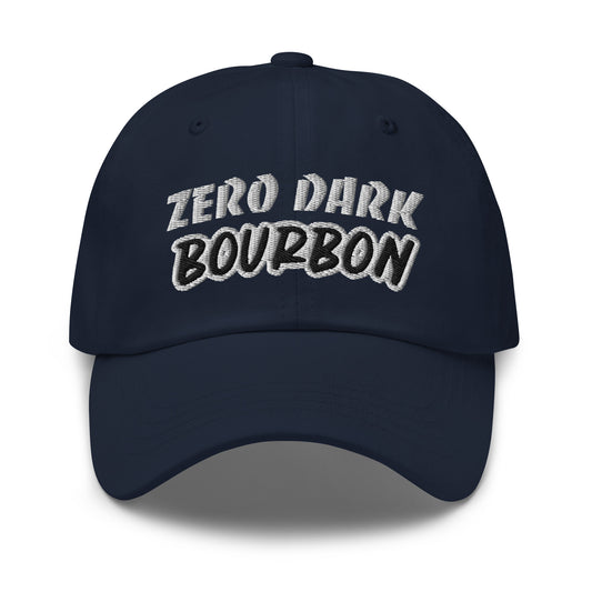 Zero Dark Bourbon unisex embroidered drinker ball cap is for anyone who loves bourbons and appreciates a late-evening drink.