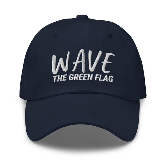 Wave The Green Flag auto racing hats are for fans and drivers who can't wait for the next race to start.