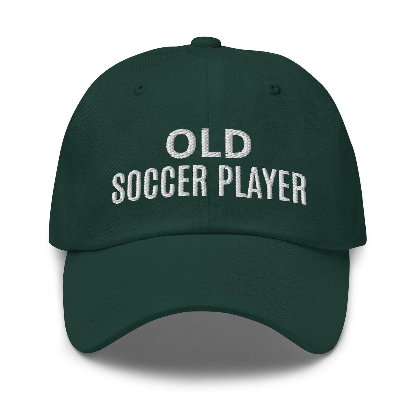 Old Soccer Player brand sports ball cap for veteran and former players to share they played one the field.