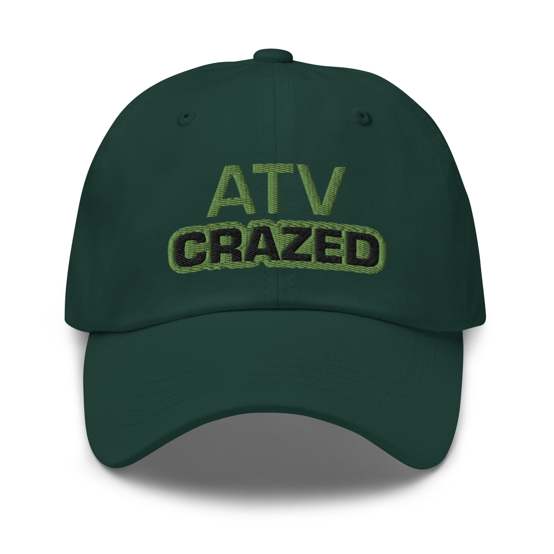 ATV Crazed unisex embroidered sports ball caps are for anyone who goes crazy for riding an ATV.