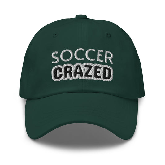 Soccer Crazed embroidered sports ball caps are for players, coaches, and fans who go crazy for the game.