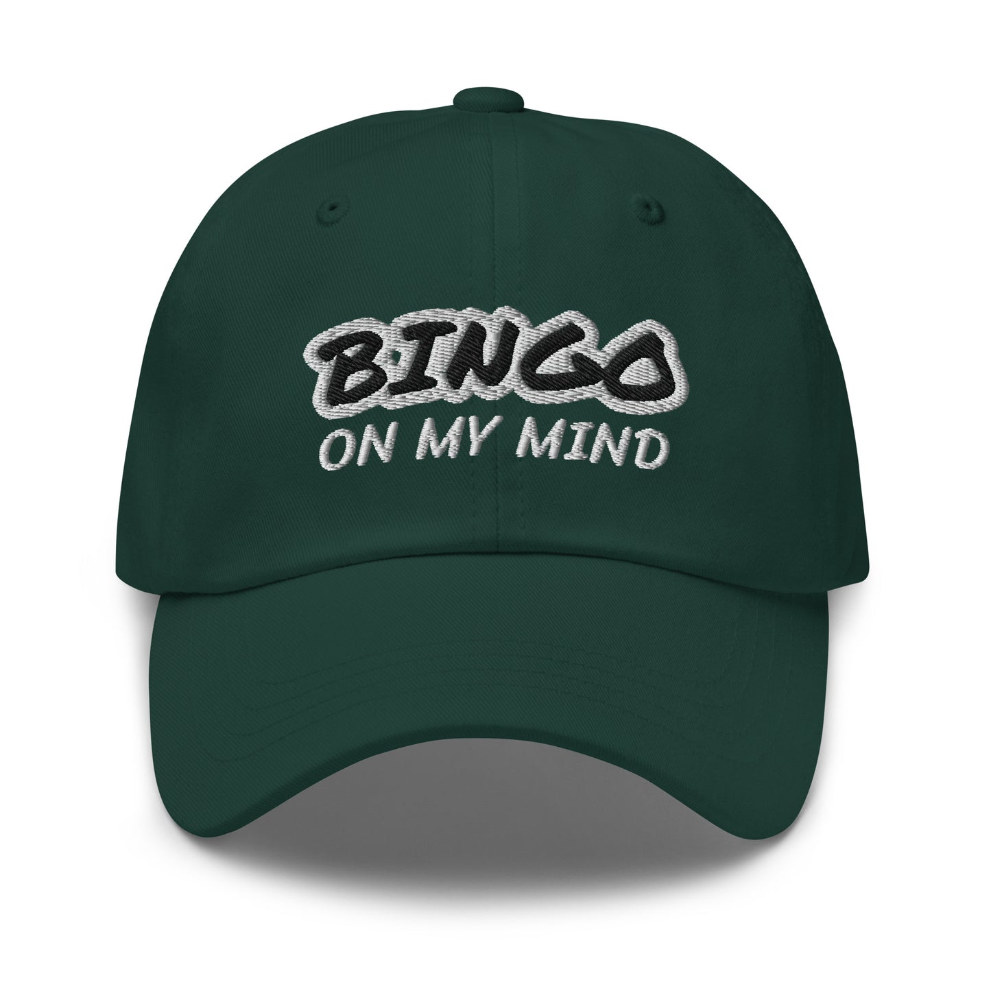 Bingo On My Mind ball caps are for players who always think about the game and can't wait for the next set of numbers to be called.