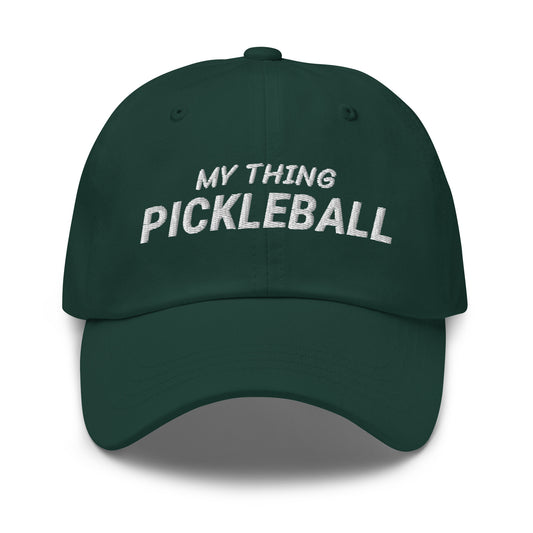 My Thing Pickleball unisex (for men and women) embroidered hat is for players who love playing the game with friends and family.