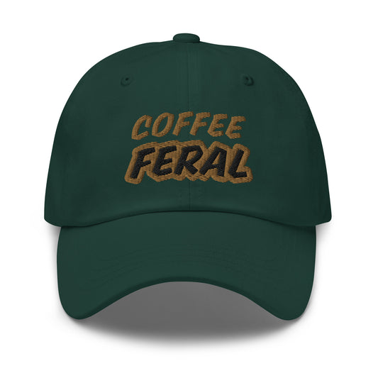 Coffee Feral Hat is for anyone who craves and goes wild and crazy for drinking java hot or cold with ice daily and several times a day.