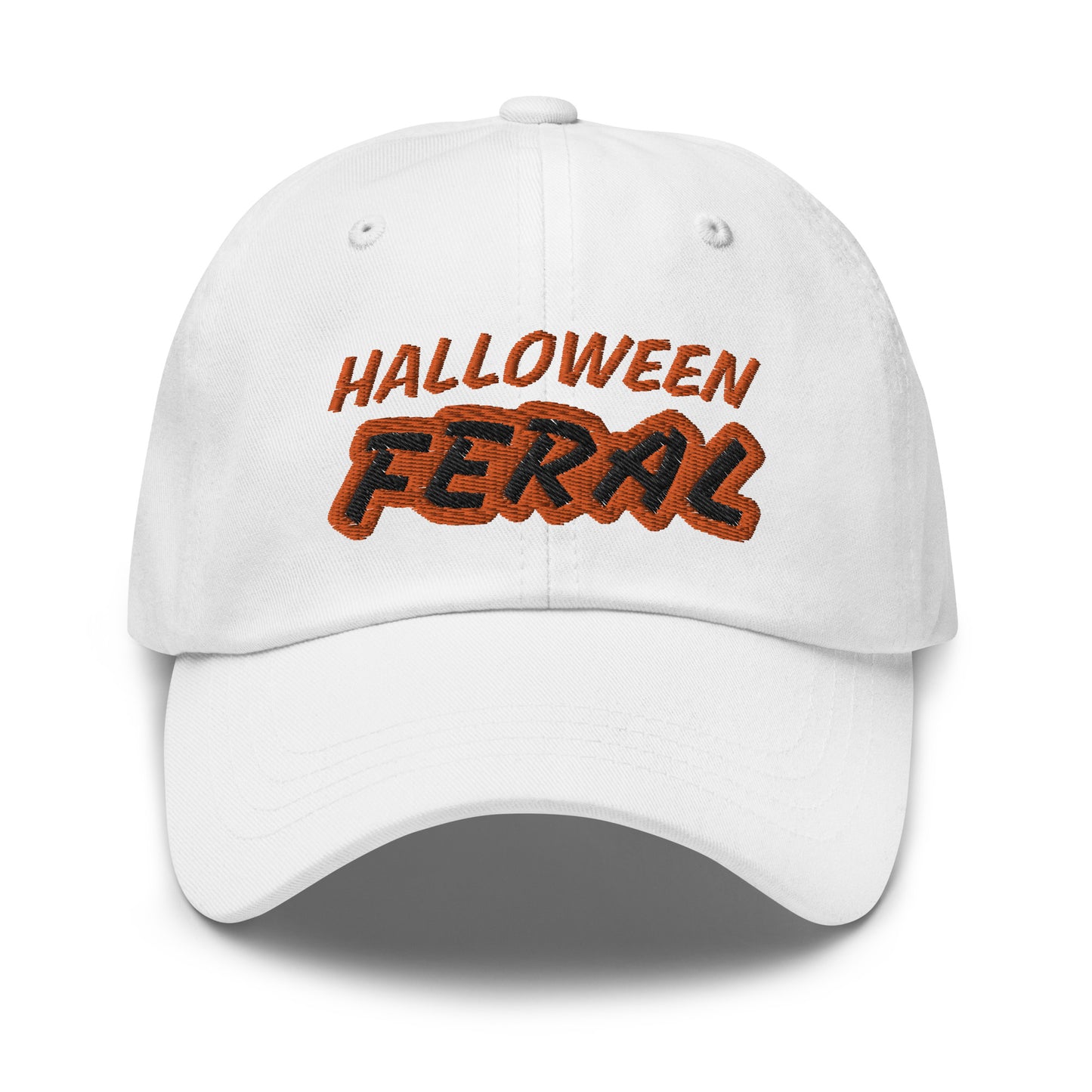 Halloween Feral™ Spooky Black or White and Orange Ball Cap