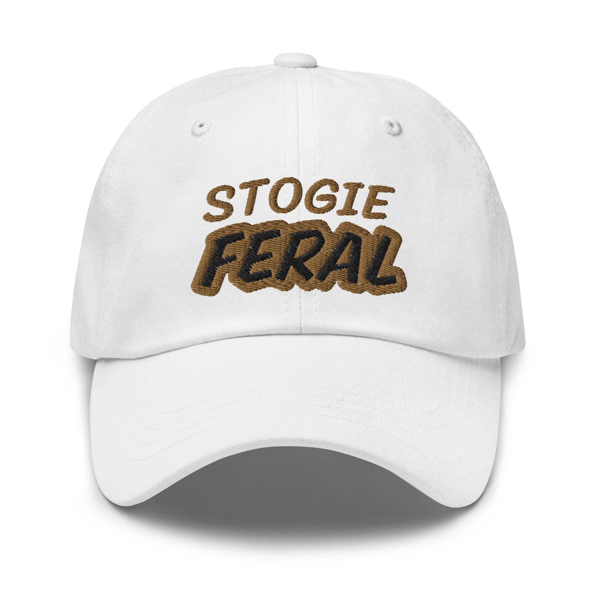 Stogie Feral unisex embroidered ball cap is for anyone who goes wild and crazy for cigars and appreciates their smell and taste.