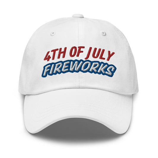 4th of July Fireworks unisex embroidered ball caps are for anyone who loves to celebrate the holiday and the festivities.