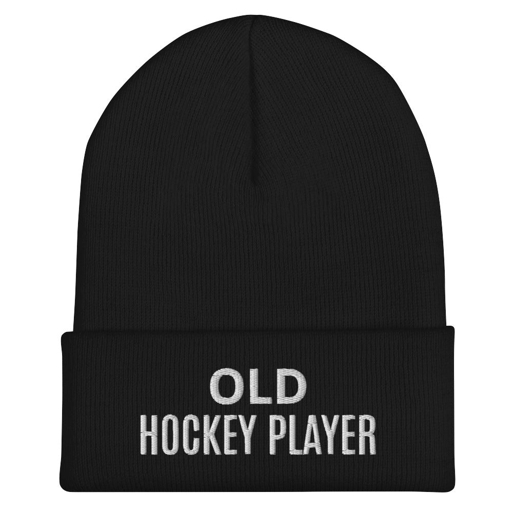 Old Hockey Player brand sports beanie for veteran and former hockey players to share they played on the ice.